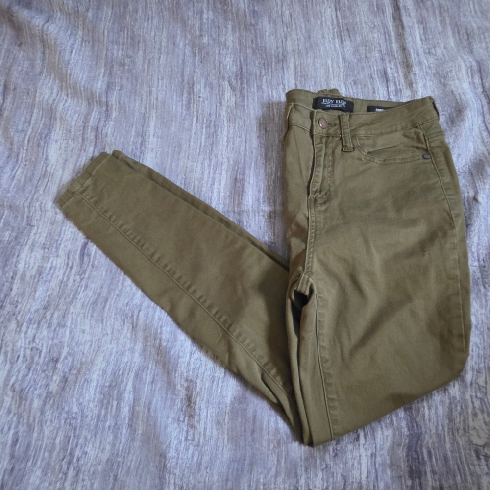 Judy Blue Skinny Fit Pants Olive Green Size 5/27 JB88146 Stretch Cotton Blend